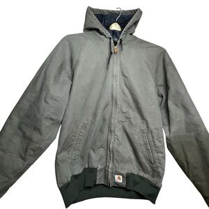 Carhartt VTG Mens Quilt Lined #J268 MOS Zip Up Insulated Jacket Coat Workwear LT